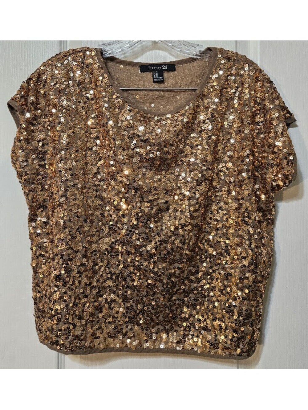 Forever 21 Sequin Party Top Medium Gold Holiday Glam